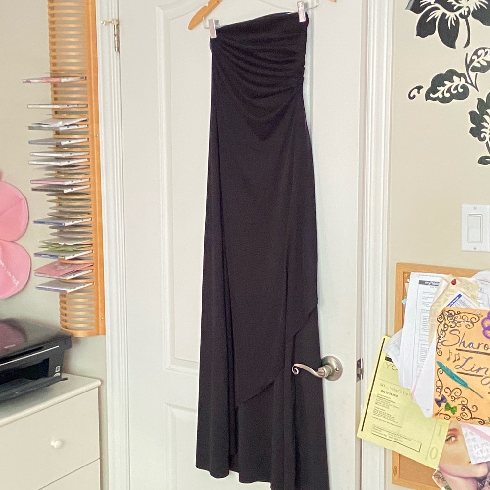 Black strapless gown